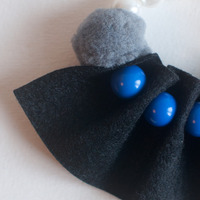 Blue Resin Beads Black Felt Stretch Bracelet BL0903 - Thumbnail 2