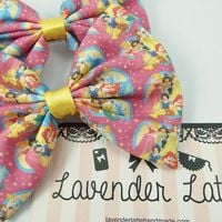 Pink Princesses Fabric Hair Bow - Jasmine Belle Ariel Snow White Cinderella      - Thumbnail 2