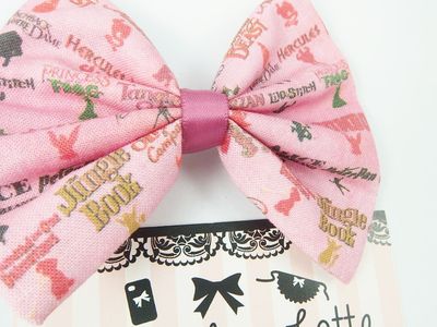 Fairytale Animated Titles Pink Fabric Hair Bow Disney Princess