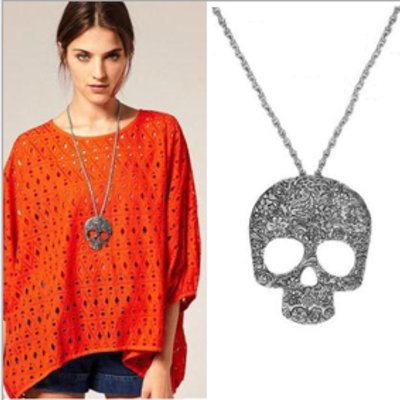 Skull sweater chain necklace