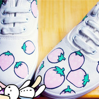 Harajuku cute strawberry painted shoes - Thumbnail 2