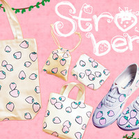 Harajuku cute strawberry painted shoes - Thumbnail 4