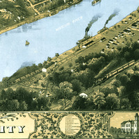 Kansas City, Missouri in 1869 - Bird's Eye View Map, Aerial Map, Panorama, Vintage Map, Antique, Reproduction, Giclée, Fine Art, History - Thumbnail 2