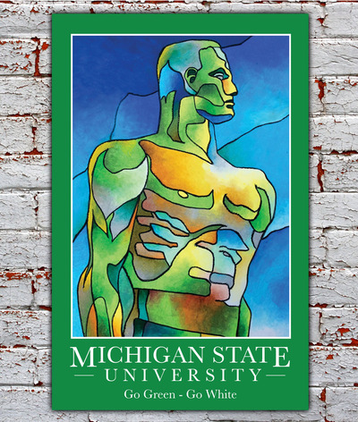 Michigan State (Go Green)  12x18 Art Print