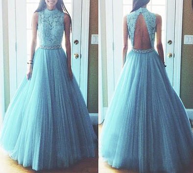 long prom dress, prom dress 2018, blue prom dress, A-line prom dress, backless prom dress, dress gown, BD1390