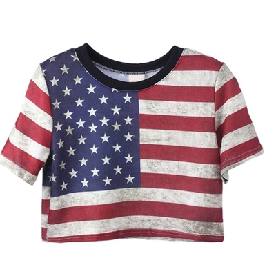 Sexy cropped american flag t-shirt