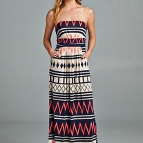 Navy/Pink Chevron Maxi