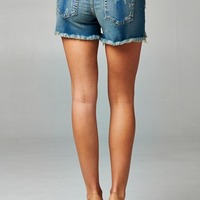 Distressed Lace Jean Shorts - Thumbnail 2