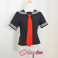 [Set] Sailor Collar School Black Uniform Suit with Red Tie SP140987 - Thumbnail 2