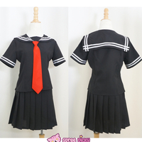 [Set] Sailor Collar School Black Uniform Suit with Red Tie SP140987 - Thumbnail 1