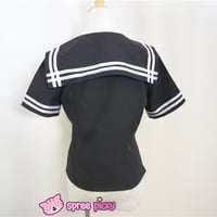 [Set] Sailor Collar School Black Uniform Suit with Red Tie SP140987 - Thumbnail 3