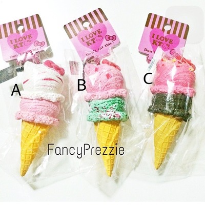 Rare hello kitty double scoop ice cream cone squishy 