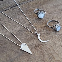 Sterling Silver Crescent Moon Necklace - Thumbnail 4