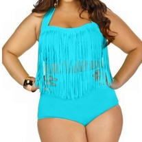 Fringe High Waisted Plus Swimsuit