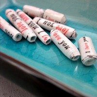 I Love You Handmade Paper Beads 8 pcs - Thumbnail 1