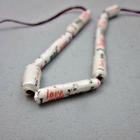 I Love You Handmade Paper Beads 8 pcs - Thumbnail 4