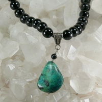 Onyx with Turquoise Nugget Pendant Necklace - Thumbnail 1