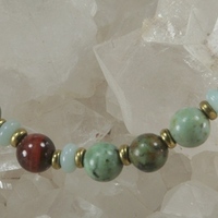 African Turquoise (Jasper), Red Tiger Eye and Amazonite Necklace - Thumbnail 1