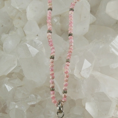 Rhodochrosite necklace with rhodochrosite pendant