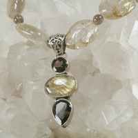 Golden Rutilated Quartz and Smokey Quartz with matching Pendant - Thumbnail 1