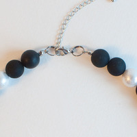 Japanese Cotton Pearls Blue Silk Flower Necklace Nl0905 - Thumbnail 2