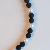 Japanese Cotton Pearls Blue Silk Flower Necklace Nl0905 - Thumbnail 4