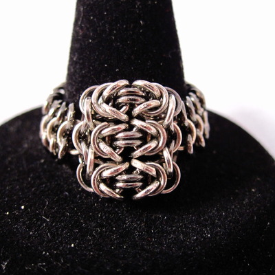 "triple-stacked" byzantine mesh ring (fine silver)