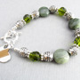 Green Hair Quartz Bracelet, gemstone bracelet, green bracelet, heart charm, heart bracelet-1