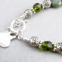 Green Hair Quartz Bracelet, gemstone bracelet, green bracelet, heart charm, heart bracelet-2
