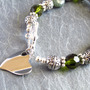 Green Hair Quartz Bracelet, gemstone bracelet, green bracelet, heart charm, heart bracelet-4