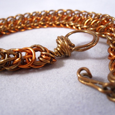 "persian sidewinder" gold, brass & copper bracelet