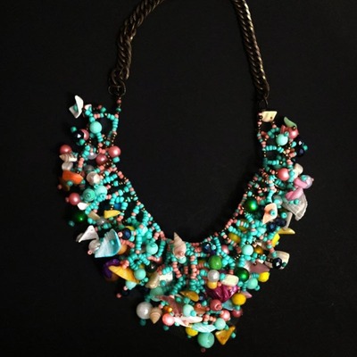 Turquoise beaded fringe 