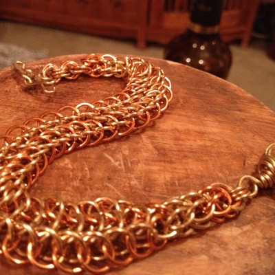 "persian sidewinder" gold, brass & copper bracelet