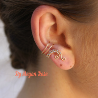 Ear Cuff - Gold and Silver Wire Wrapped - Thumbnail 1