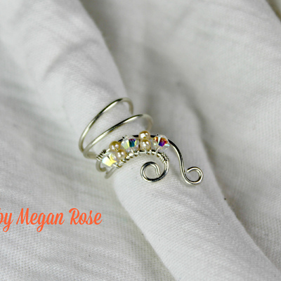 Set of two ear cuffs - swarovski crystal and freshwater pearl