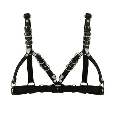 Leather frame bra ( black + silver )