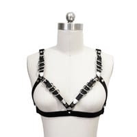 Leather Frame Bra ( Black + Silver ) - Thumbnail 1