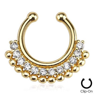Gold clip on septum nose ring