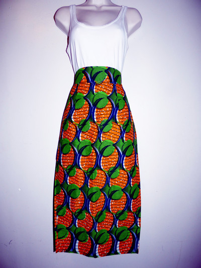 Tangerine midi pencil skirt