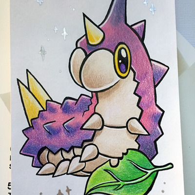 4x6" original art pokemon card // shiny wurmple