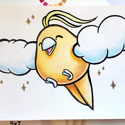 4x6" original art pokemon card // shiny swablu