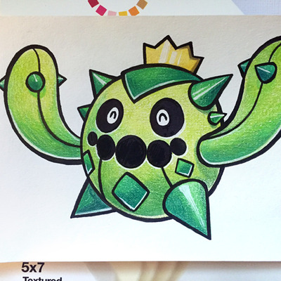 4x6" original art pokemon card // cacnea