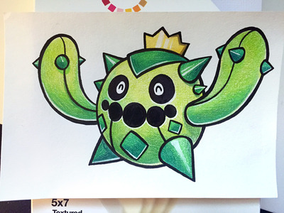 4X6" Original Art Pokemon Card // Cacnea