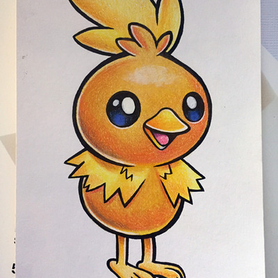 4x6" original art pokemon card // torchic