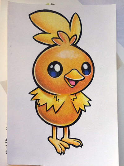 4X6" Original Art Pokemon Card // Torchic