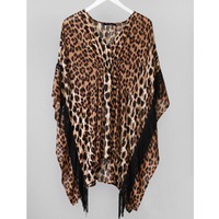 Leopard Print Kimono Dress Coverup - Thumbnail 2