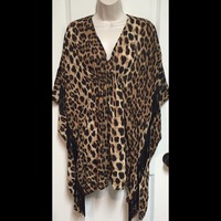 Leopard Print Kimono Dress Coverup - Thumbnail 3