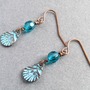 Antiqued Copper Aqua Shell Earrings, aqua earrings, shell earrings, copper earrings, beach earrings, ocean inspired, blue earrings-4