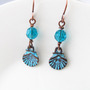 Antiqued Copper Aqua Shell Earrings, aqua earrings, shell earrings, copper earrings, beach earrings, ocean inspired, blue earrings-2