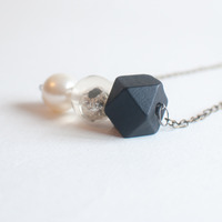 Black & White Transparent Bead Necklace NL0899 - Thumbnail 2